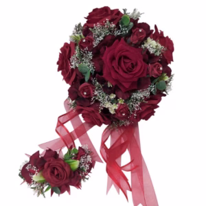 RAMO DE FLORES ROJO BORGOÑA
